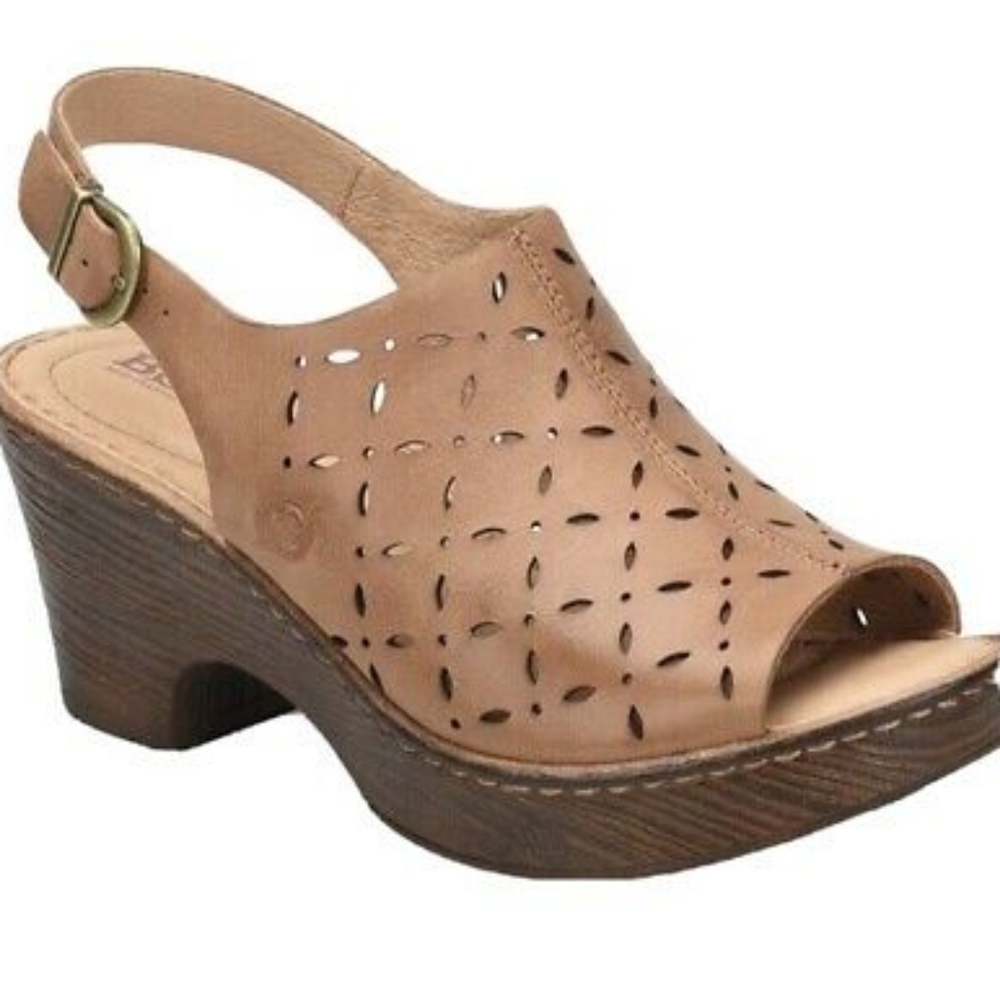 Born Women’s Diamond Leather Sling Wood Clogs